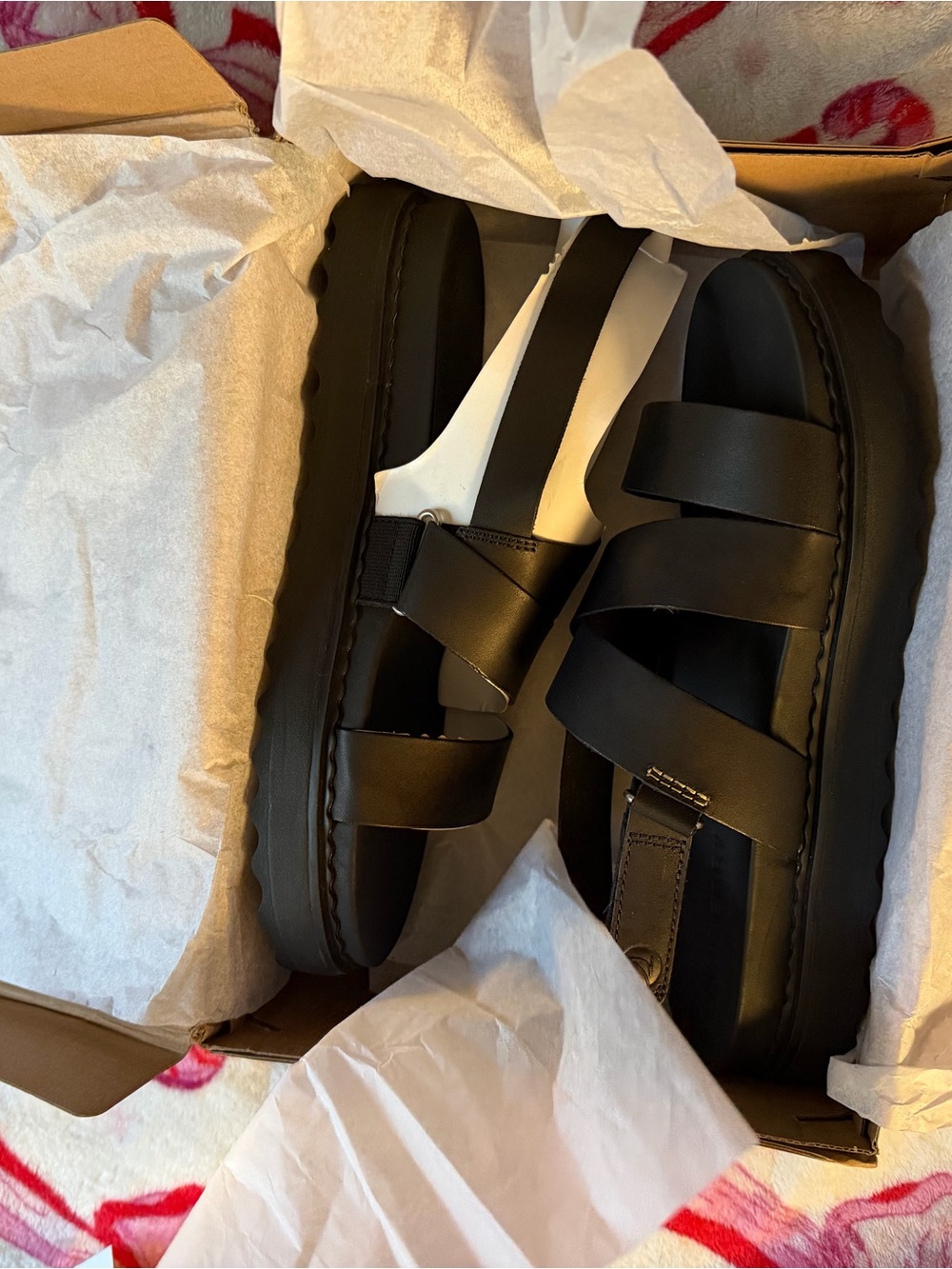Sperry Black Platform Crossover Strap Sandals